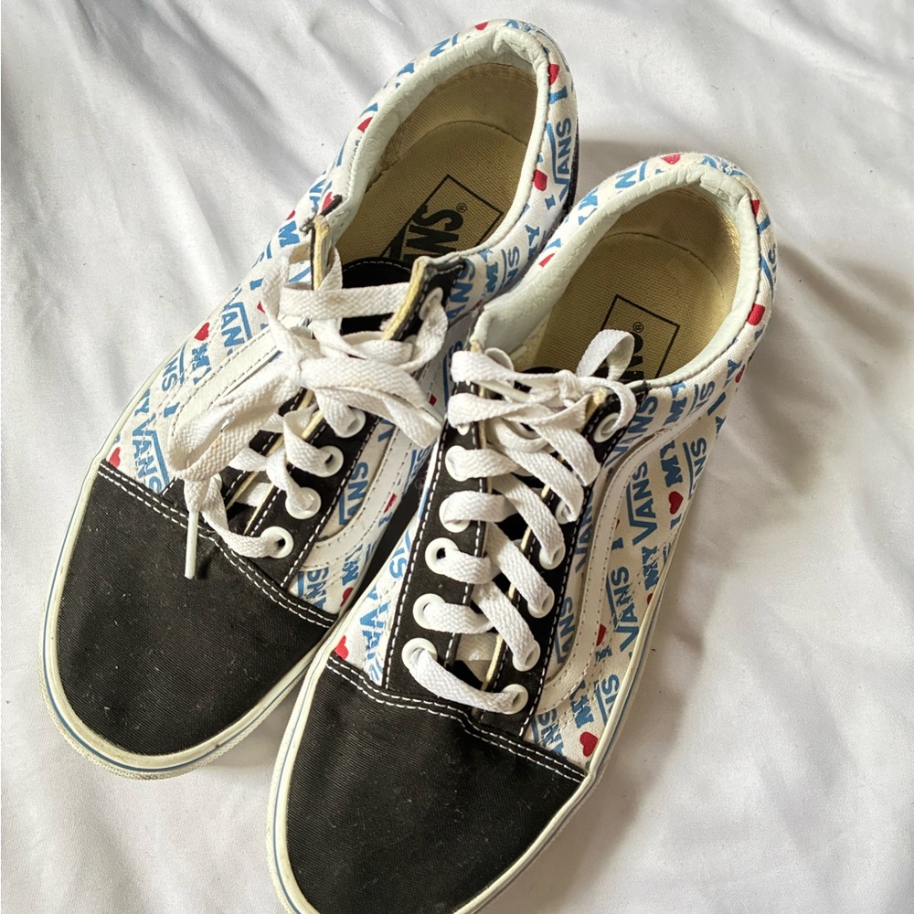 Vans Black and Blue Logo Sneakers